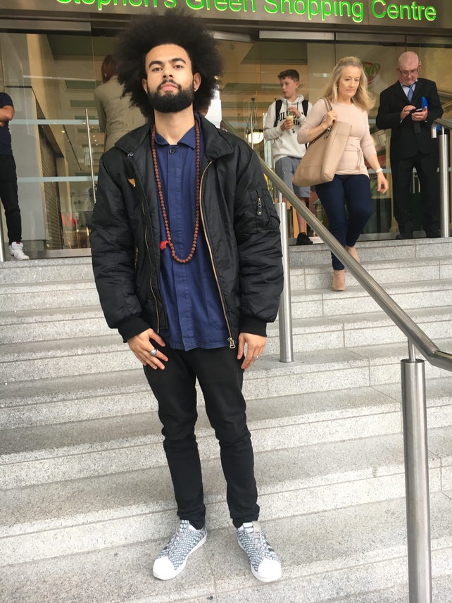 Nathan Evans is wearing a jacket and shirt from Nine Crows over jeans from Zara. His shoes were a gift from Vegas and his necklace a gift from the Himalayas.