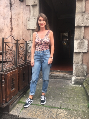 Kelly Carpenter wears a top from Topshop, with Pennys jeans and shoes from Schuh.