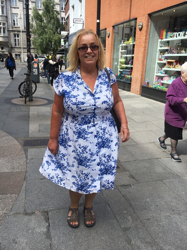 Denise Bired bought her dress online at Joe Browns. Her sandals are from Clarks.