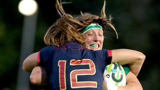 Lindsay Peat is tackled during a trying encounter