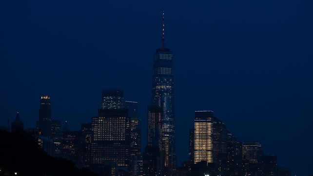 Lights of the One World Trade Center lit in the colours of the Spanish flag to honour the victims of the attacks