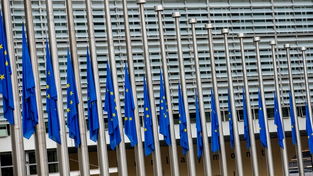 European Union flags at half-mast in honour of victims of terrorist attacks in Spain