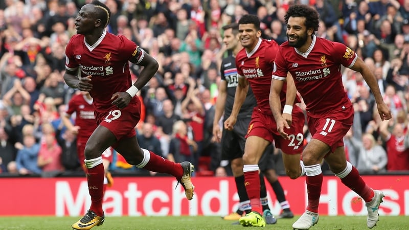 Sadio Mane celebrates his goal