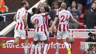 Jese celebrates his Stoke goal
