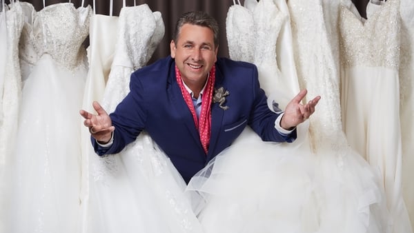 Lace, silk, taffeta, beading, sparkles, trains, tiaras and veils. And Franc