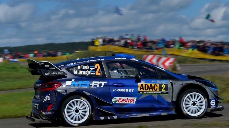 Ott Tanak and Martin Jarveoja in their M-Sport WRT Ford Fiesta WRC