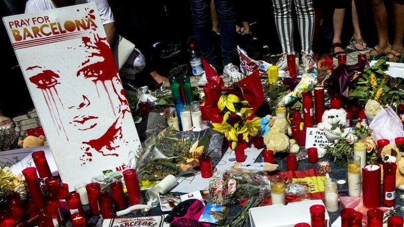 A memorial on Las Ramblas following the attack. Photo: EPA/Quique Garcia