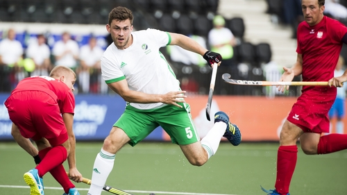 Ireland's Matthew Bell in action against Poland during the EuroHockey Championships this afternoon