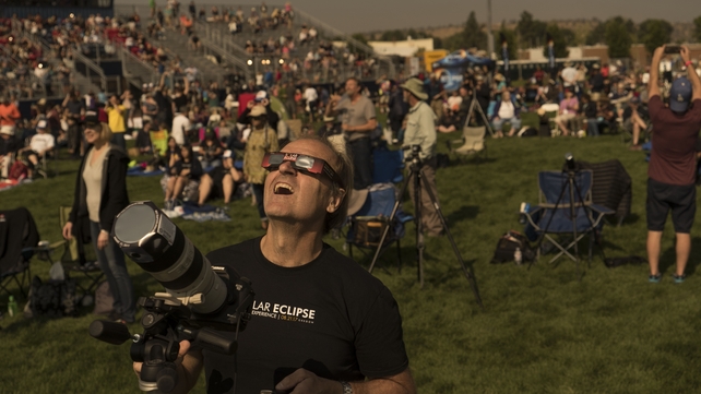 Skywatchers during the eclipse at Madras, Oregon