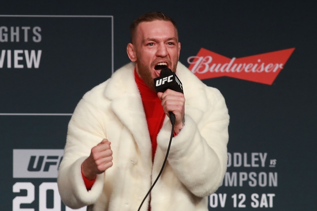 The 'Notorious' addresses the media at the UFC 205 press conference at Madison Square Garden on November 10, 2016