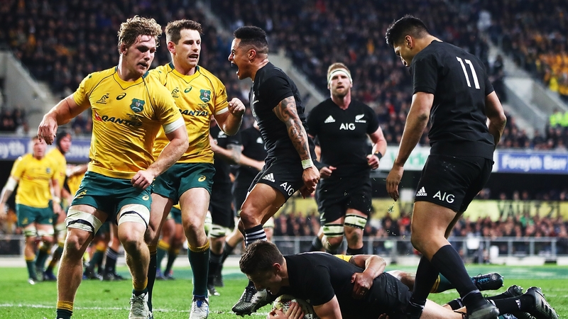 Beauden Barrett goes over for the all important try