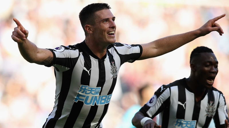 Ciaran Clark celebrates his goal