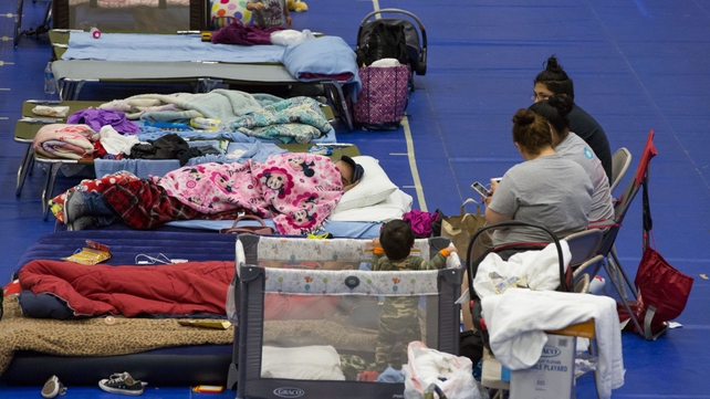 Evacuees from Hurricane Harvey take shelter at the Delco Center in east Austin, Texas