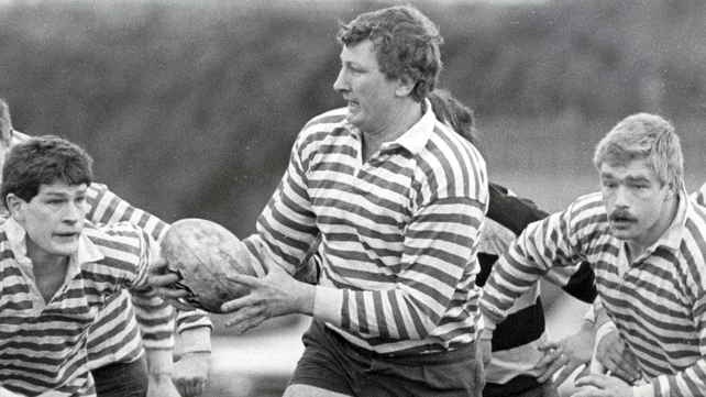 Duggan leads the charge for Blackrock against Old Belvedere in 1985