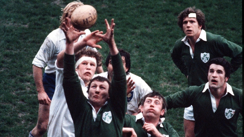 Duggan wins a lineout for Ireland against France in the 1981 Five Nations Championship