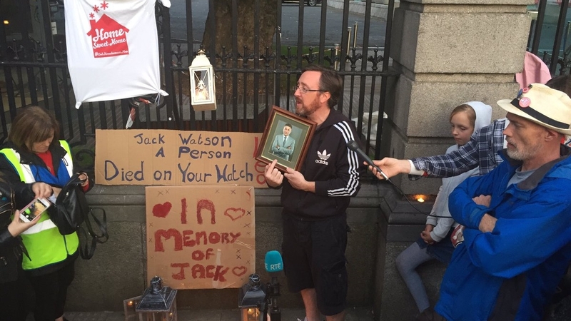 People attending the vigil at Leinster House