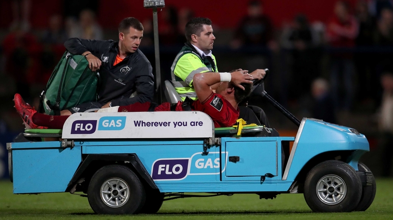 Dan Goggin leaves the field in the second half of Munster's defeat of Treviso