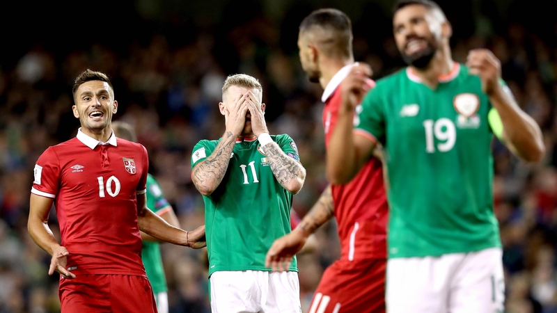 James McClean reacts during Ireland's frustrating loss to Serbia