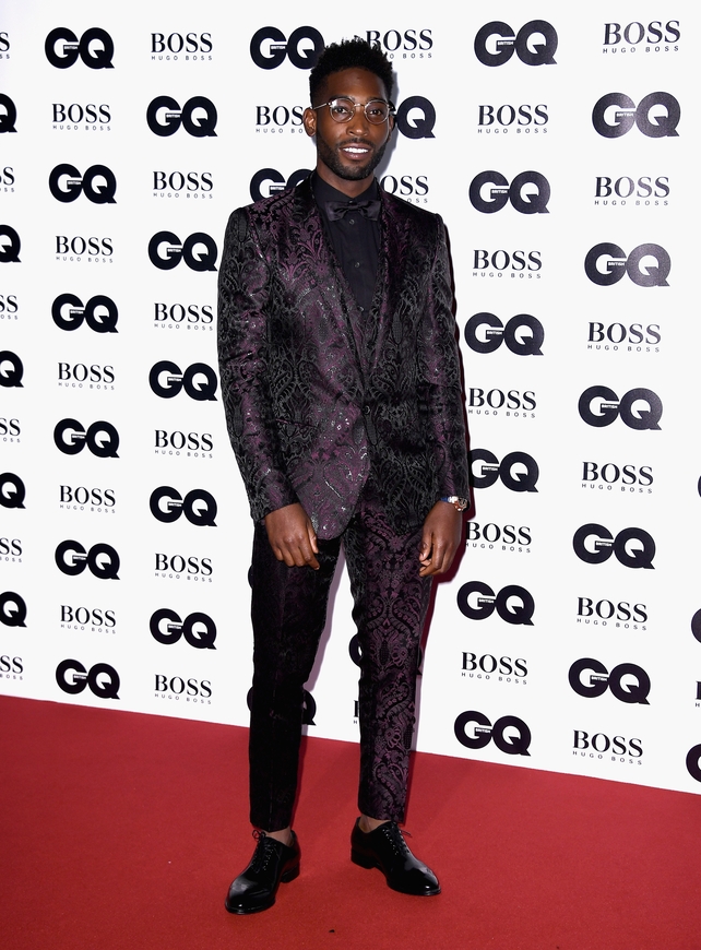 Tinie Tempah wore a deep purple Dolce and Gabbana tux.