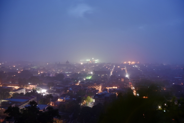 The sunrise is seen through the rain in Cap-Haitien, 240km from Port-au-Prince, as Hurricane Irma approaches