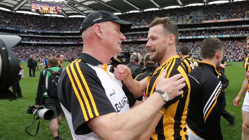 Brian Cody and Jackie Tyrrell celebrate another All-Ireland success