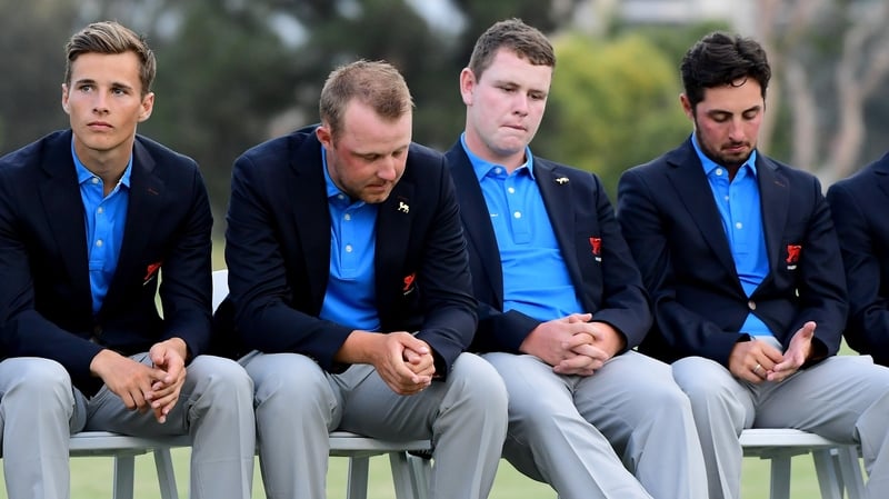 Paul McBride (second left) and his GB&I team mates can't hide their disappointment in defeat