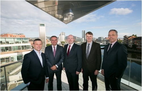 (L) Allen Martin from Kernel Capital; Mark Godfrey, CEO of Automated Intelligence; Simon Cole, CTO of AI; William McCulla, from Invest NI and Gavin Kennedy, Bank of Ireland UK