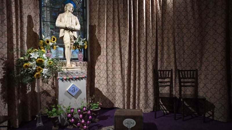The centrepiece is an altar built around a 1.2m statute of Wilde