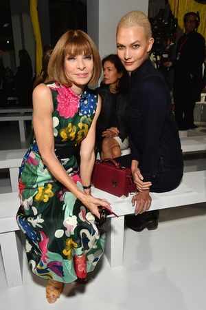 Vogue Editor-in-Chief Anna Wintour and model Karlie Kloss attend the Calvin Klein Collection fashion show.