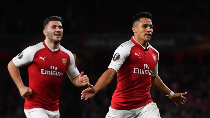 Alexis Sanchez celebrates scoring Arsenal's second goal