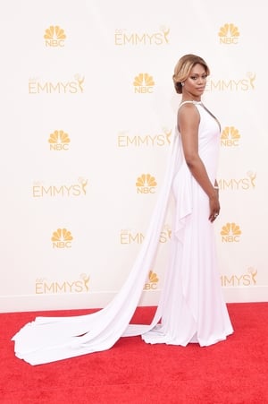 Laverne Cox shone in this white Marc Bouwer gown in 2014