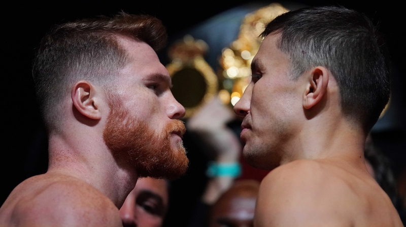 Canelo Alvarez (L) with Gennady Golovkin