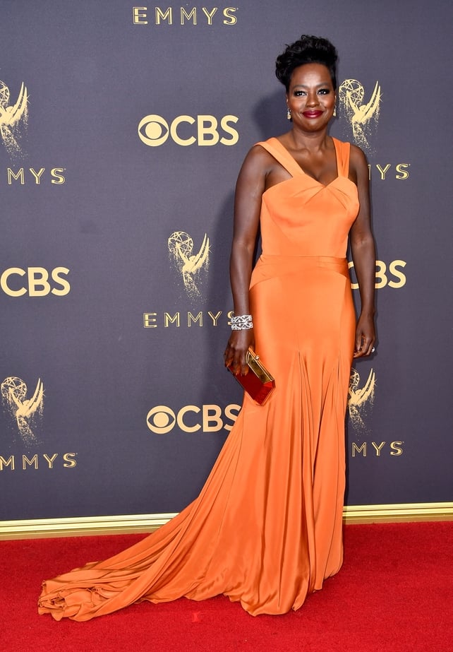 Mmm: The colour of this Zac Posen dress is beautiful on Viola Davis but the overall look is missing the usual Viola Davis 'wow' factor.