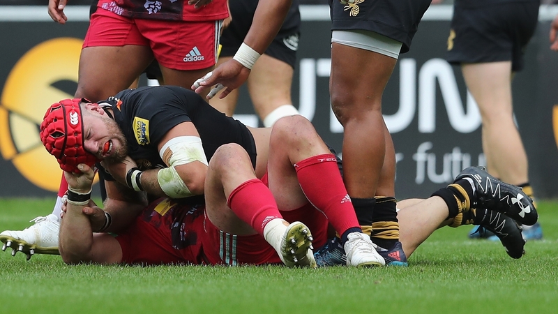 James Haskell grapples with Joe Marler, which led to Haskell being shown the yellow card
