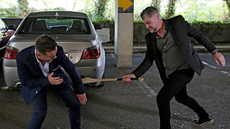 Robbie makes his point with a hurl