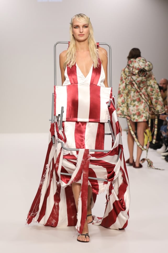 One look from the Swedish School of Textiles runway during London Fashion Week.