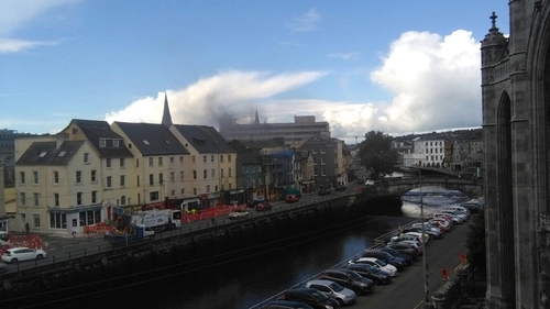 The multi-storey office block is said to be well alight