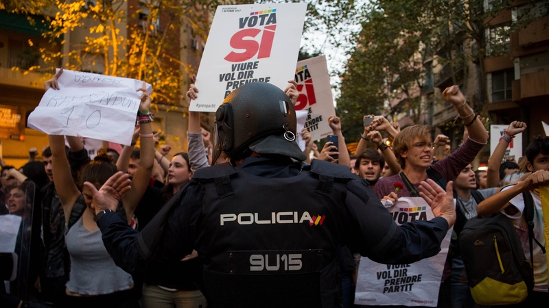 Tens of thousands protested in Barcelona last night