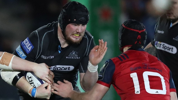 Glasgow forward Zander Fagerson in action against Munster last January