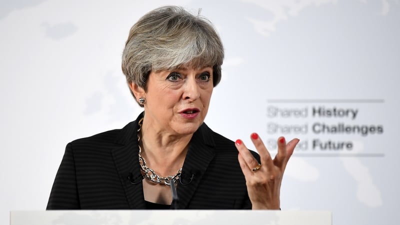 Theresa May addressing the audience in Florence