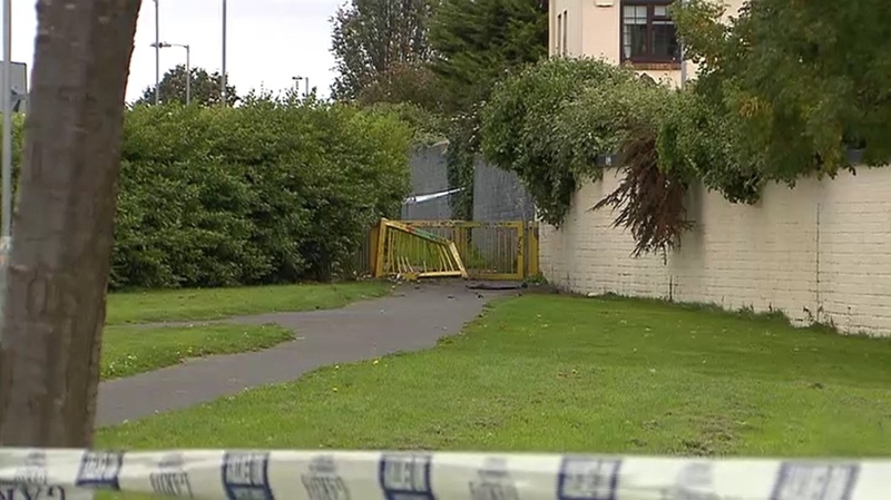 A car crashed into a steel barrier at Limekiln Avenue last night