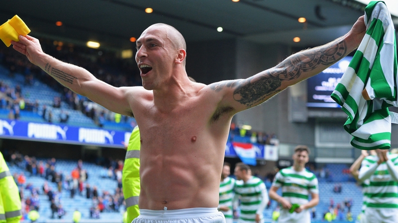 Scott Brown celebrates Celtic's win at Ibrox