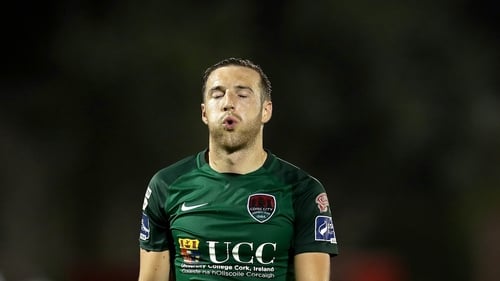 Cork City striker Karl Sheppard reacts at the full-time whistle in the 1-1 draw with Dundalk