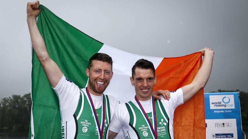 Mark O'Donovan and Shane O'Driscoll celebrate one of their 2017 world cup wins