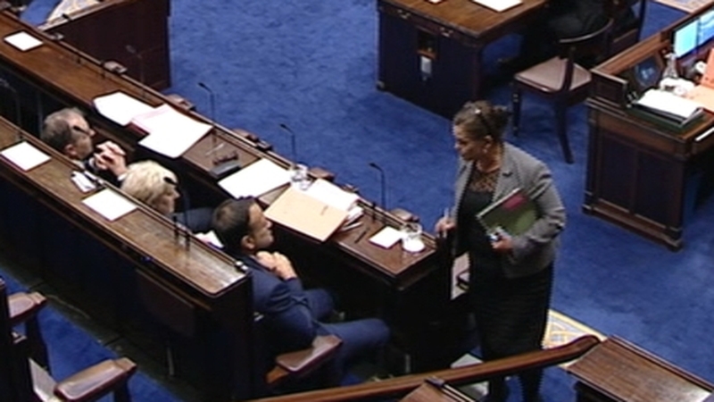 Mary Lou McDonald confronted Leo Varadkar as she left the chamber