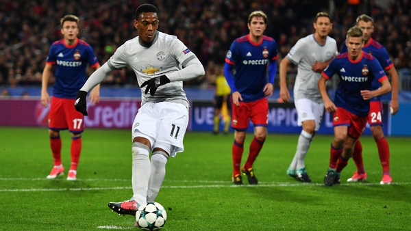 Anthony Martial scores from the penalty spot