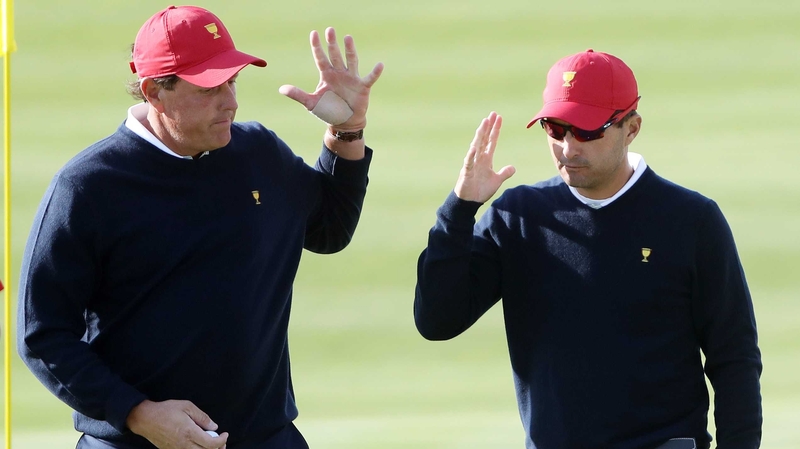 Phil Mickelson and Kevin Kisner of the US