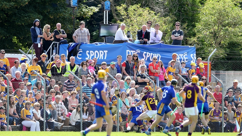 The RTE panel watch on during a Clare-Wexford qualifier in 2014.