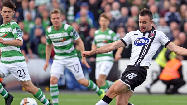 Robbie Benson breaks the deadlock for Dundalk against Shamrock Riovers
