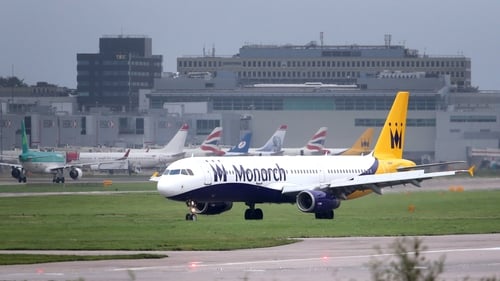 One of the last Monarch flights landing yesterday at Gatwick airport